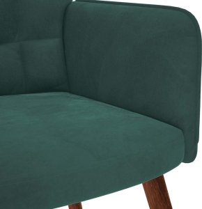 Fotel z podnóżkiem, ciemnozielony, obity aksamitem 10