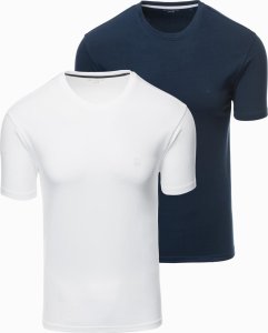 Zestaw męskich t-shirtów z okrągłym dekoltem  biały/granat V1 Z101 S 1