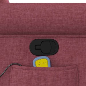 Rozkładany fotel masujący, winna czerwień, obity tkaniną 10