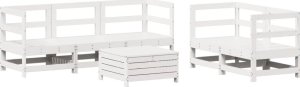6-cz. zestaw mebli ogrodowych, biały, drewno sosnowe 2