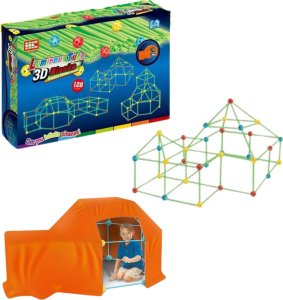 Duże Klocki Konstrukcyjne Namiot Słomki Rurki Zestaw Do Budowania Bazy 128e 4