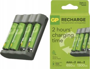 GP Ładowarka Recharge B441 + 2x AA Recharge 2100 mAh + 2x AAA Recharge 800 mAh 1