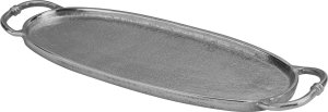 Taca ozdobna patera metalowa z uchwytem srebrna 43 cm 1