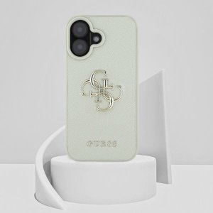 Guess Grained Big 4G Logo Small Classic Logo case for iPhone 16 green 11