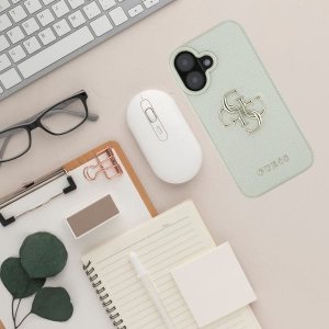 Guess Grained Big 4G Logo Small Classic Logo case for iPhone 16 green 12