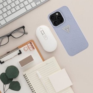 Guess Hot Stamp 4G Pattern Triangle Metal Logo Case for iPhone 16 Pro Purple 12