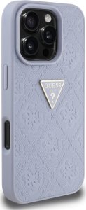 Guess Hot Stamp 4G Pattern Triangle Metal Logo Case for iPhone 16 Pro Purple 4