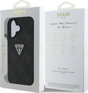 Guess Hot Stamp 4G Pattern Triangle Metal Logo case for iPhone 16 black 8
