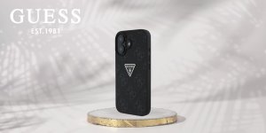 Guess Hot Stamp 4G Pattern Triangle Metal Logo case for iPhone 16 black 9