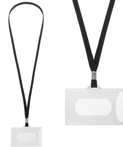 Identyfikator na kartę twardy holder K czarna smycz plastik 59x92mm 50szt 2