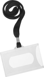 Identyfikator na kartę twardy holder K czarna smycz plastik 59x92mm 50szt 3