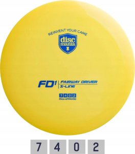 Diskgolfo diskas Fairway Driver S-LINE FD1 Yellow 1