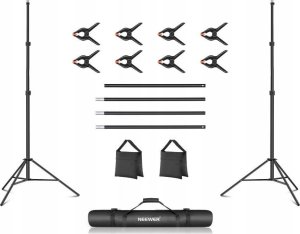 ZESTAW Atelier Uchwyt DO TEŁ TŁA 3x2,1 m STATYW BELKA 8x KLIPS Torba NEEWER NK-ST0204 2