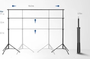 ZESTAW Atelier Uchwyt DO TEŁ TŁA 3x2,1 m STATYW BELKA 8x KLIPS Torba NEEWER NK-ST0204 5