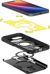 Etui Spigen Tough Armor z MagSafe na iPhone SE 4 (2025) z podstawką - czarne 9