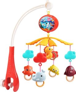 Karuzela do łóżeczka sterowana pilotem czerwona LeanToys 20465 4