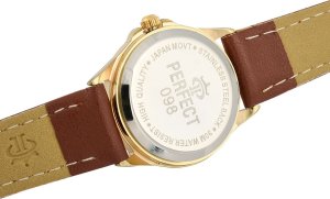 Zegarek damski na rękę pasek skórzany brązowy ze złotą kopertą Perfect 273 3