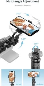 Selfie Stick + Statyw do telefonu 2w1 z pilotem 205 cm 7