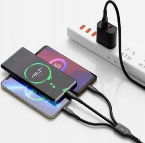 Kabel USB WiWU USB-A - USB-C + microUSB + Lightning 1.2 m Czarny (GSM186465) 3