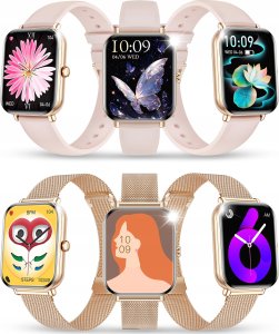 SMARTWATCH ZEGAREK DAMSKI MENU PL ROZMOWY POWIADOMIENIA DLA KOBIETY 2 PASKI 3