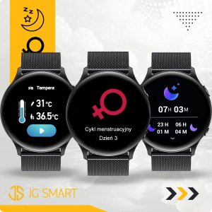 SMARTWATCH ZEGAREK DAMSKI MENU PL ROZMOWY POWIADOMIENIA SMART WATCH CZARNY 10