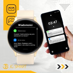 SMARTWATCH ZEGAREK DAMSKI MENU PL ROZMOWY POWIADOMIENIA SMART WATCH ZŁOTY 14