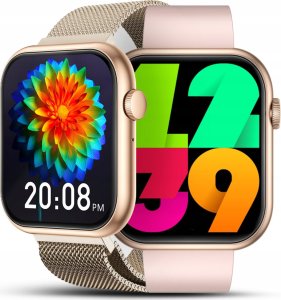 SMARTWATCH DAMSKI ZEGAREK ROZMOWY SMS SPORT ZDROWIE ZLOTY MENU PL + 4 PASKI 3