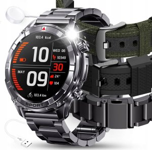 SMARTWATCH MĘSKI ZEGAREK MENU PL ROZMOWY CIŚNIENIE 500mAh AMOLED + 3 paski 1