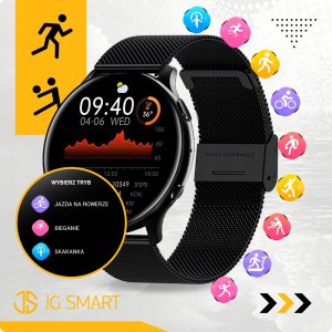 SMARTWATCH ZEGAREK DAMSKI MENU PL ROZMOWY POWIADOMIENIA SMART WATCH CZARNY 7