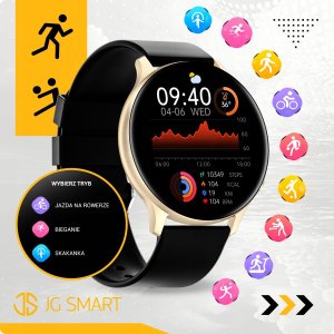 SMARTWATCH ZEGAREK DAMSKI MENU PL ROZMOWY POWIADOMIENIA SMART WATCH ZŁOTY 7