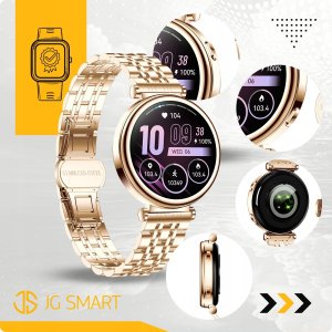 SMARTWATCH DAMSKI ZEGAREK MENU PL ROZMOWY PIĘKNA BRANSOLETA ZŁOTY + 4 PASKI 12