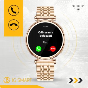 SMARTWATCH DAMSKI ZEGAREK MENU PL ROZMOWY PIĘKNA BRANSOLETA ZŁOTY + 4 PASKI 6