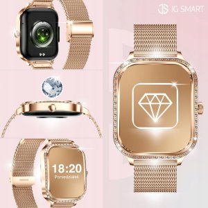 Smartwatch JG Smart SMARTWATCH DLA KOBIETY DAMSKI ZEGAREK ROZMOWY MENU POLSKIE PULS + 3 PASKI 11