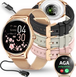 SMARTWATCH DAMSKI ZEGAREK PL MENU POWIADOMIENIA ROZMOWY SMART WATCH 4 PASKI 1