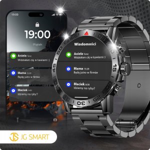 SMARTWATCH ZEGAREK MĘSKI MENU JĘZYK POLSKI ROZMOWY CZARNY PREMIUM + 3 PASKI 11