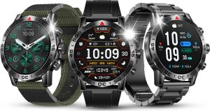 SMARTWATCH ZEGAREK MĘSKI MENU JĘZYK POLSKI ROZMOWY CZARNY PREMIUM + 3 PASKI 2