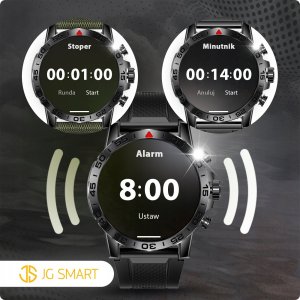 SMARTWATCH ZEGAREK MĘSKI MENU JĘZYK POLSKI ROZMOWY CZARNY PREMIUM + 3 PASKI 7
