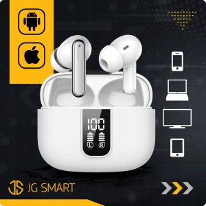 SŁUCHAWKI BEZPRZEWODOWE BLUETOOTH DOKANAŁOWE BIAŁE ANC ENC BT 5.3 POWERBANK 11