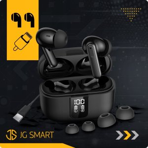 SŁUCHAWKI BEZPRZEWODOWE BLUETOOTH DOKANAŁOWE CZARNE ANC ENC BT 5.3 SPORTOWE 13