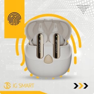 SŁUCHAWKI DAMSKIE BEZPRZEWODOWE BLUETOOTH 5.4 DOKANAŁOWE BEŻOWE + POWERBANK 12