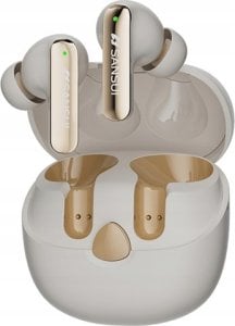 SŁUCHAWKI DAMSKIE BEZPRZEWODOWE BLUETOOTH 5.4 DOKANAŁOWE BEŻOWE + POWERBANK 3