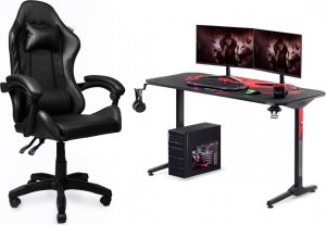 Fotel gamingowy krzesło obrotowe ekoskóra czarny 3