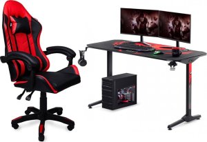 Fotel gamingowy krzesło obrotowe ekoskóra czarno-czerwony 2