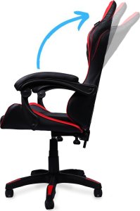 Fotel gamingowy krzesło obrotowe ekoskóra czarno-czerwony 3