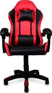 Fotel gamingowy krzesło obrotowe ekoskóra czarno-czerwony 6
