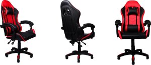 Fotel gamingowy krzesło obrotowe ekoskóra czarno-czerwony 7