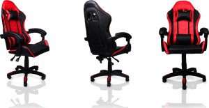 Fotel gamingowy krzesło obrotowe ekoskóra czarno-czerwony 8