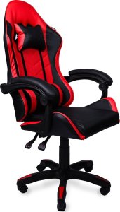 Fotel gamingowy krzesło obrotowe ekoskóra czarno-czerwony 10