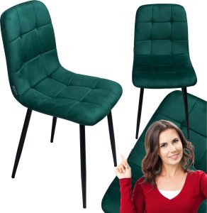 Krzesło tapicerowane welurowe do salonu jadalni velvet loft butelkowa zieleń 1