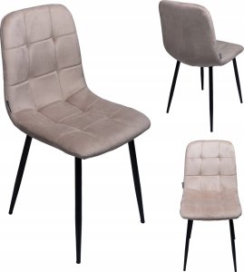 Krzesło tapicerowane welurowe do salonu jadalni velvet loft beżowy 1